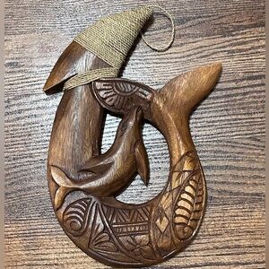 Hawaiian Handcrafted Dolphin Wooden Wall Decor